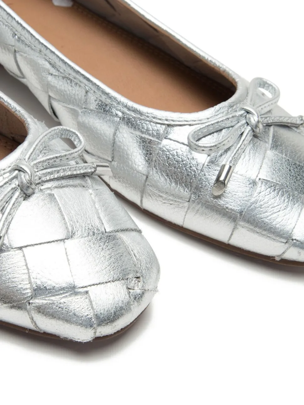 Off The Hook Marble Leather Weave Ballerinas