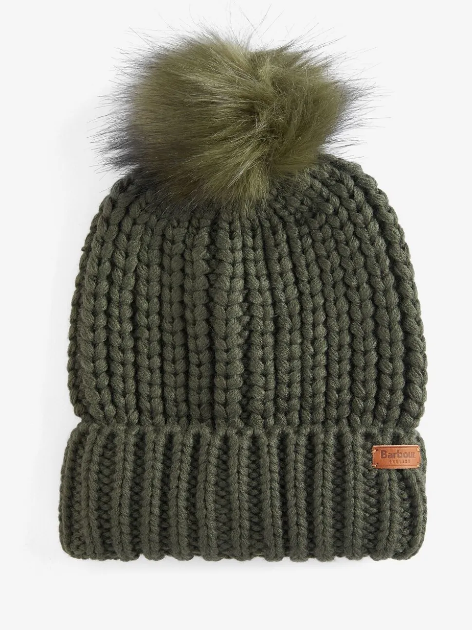 Olijfgroen - Barbour® Saltburn beanie-muts met pompon
