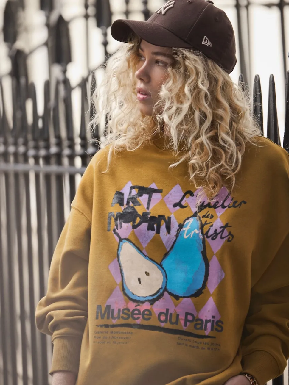 Olijfgroen - Cotton Rich Fruit Art Graphic Longsleeve Crewneck Sweatshirt