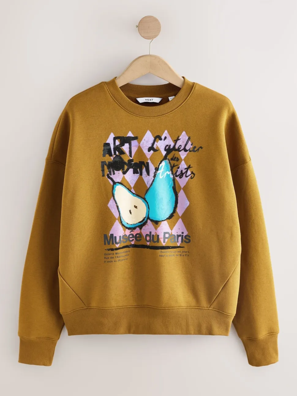 Olijfgroen - Cotton Rich Fruit Art Graphic Longsleeve Crewneck Sweatshirt