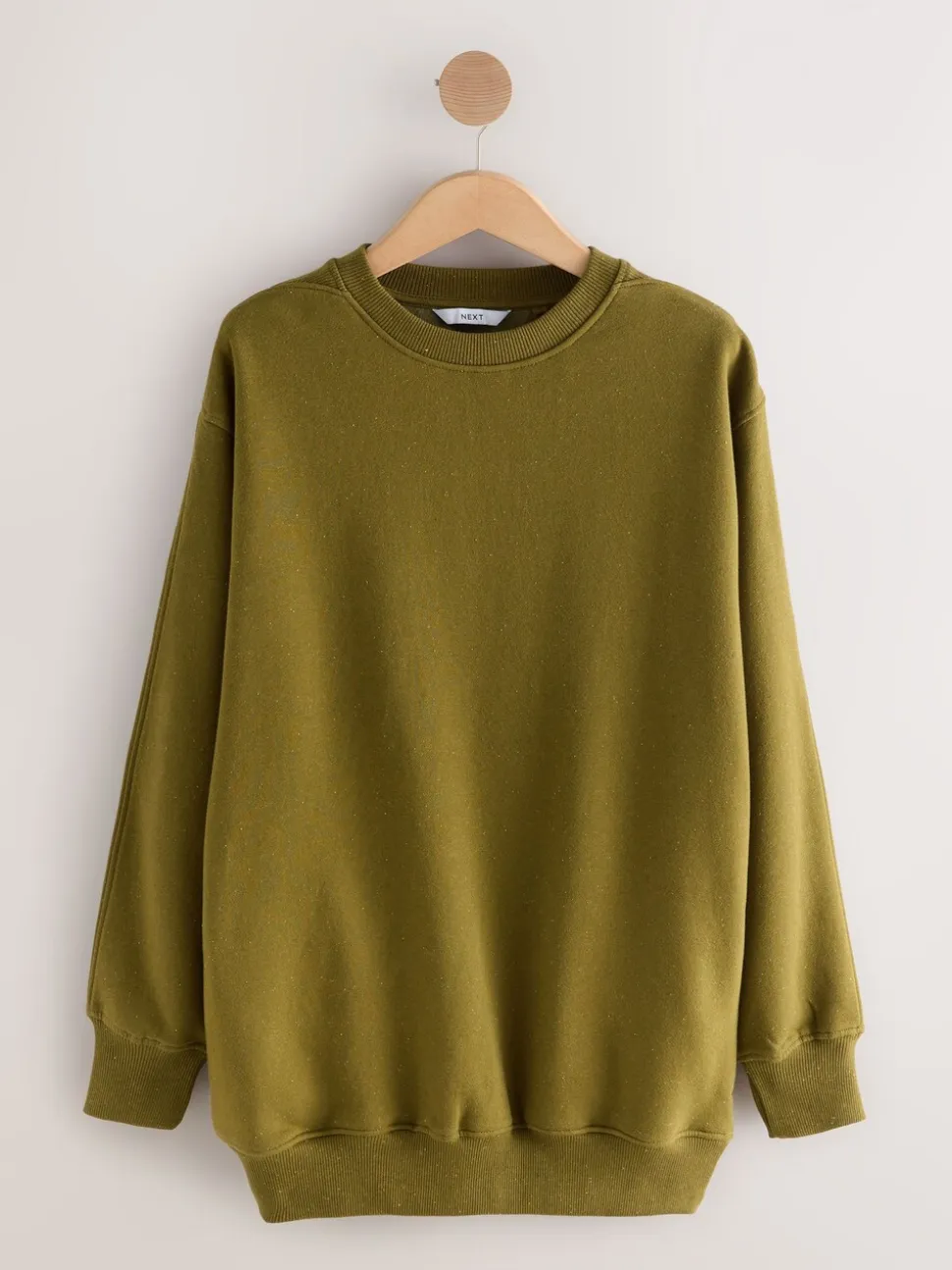 Olijfgroen - Essentials sweatshirt met relaxte pasvorm, lange snit en zakken