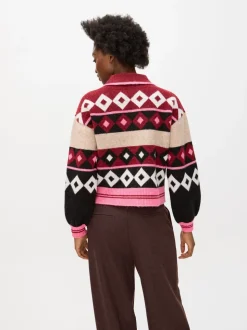 Oliver Bonas Cat Collared Knitted Bomber Jacket