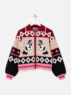 Oliver Bonas Cat Collared Knitted Bomber Jacket