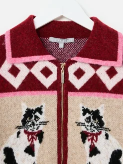 Oliver Bonas Cat Collared Knitted Bomber Jacket