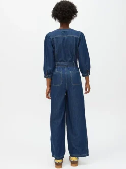Oliver Bonas Denim V-Neck Tie Waist Jumpsuit