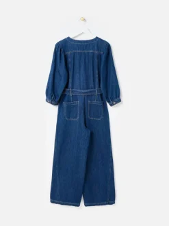 Oliver Bonas Denim V-Neck Tie Waist Jumpsuit