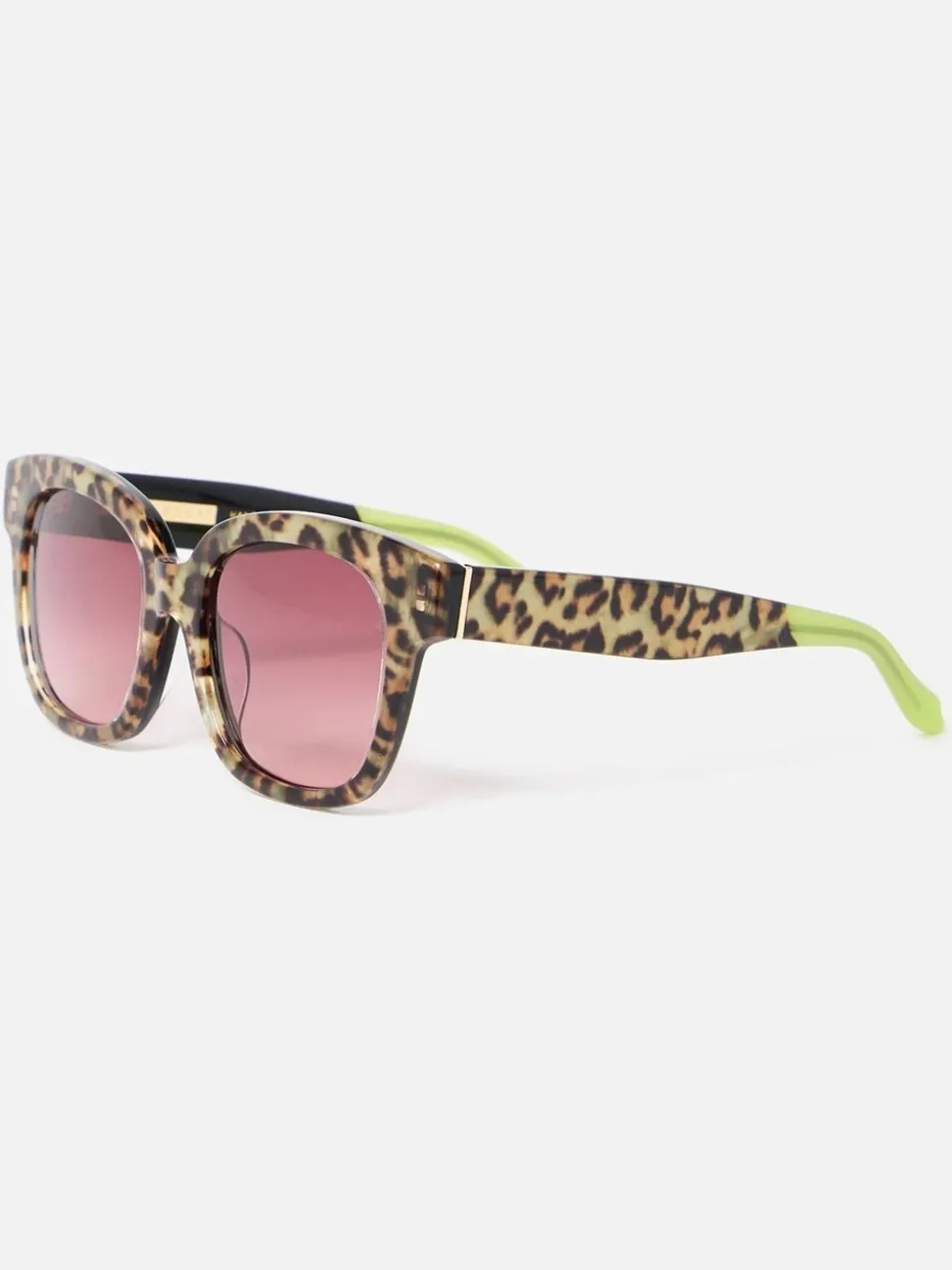 Oliver Bonas Leopard Print Square Acetate Sunglasses