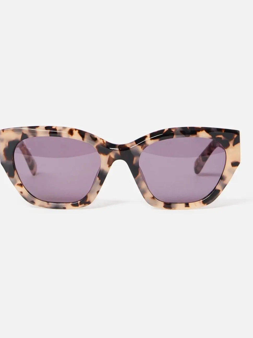 Oliver Bonas Milky Faux Tortoiseshell Angled Cat Eye Acetate Sunglasses