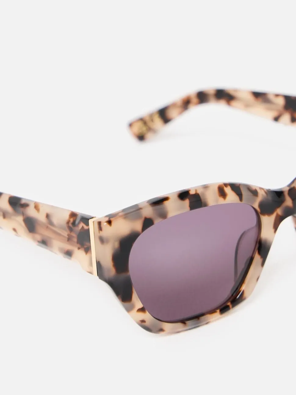 Oliver Bonas Milky Faux Tortoiseshell Angled Cat Eye Acetate Sunglasses