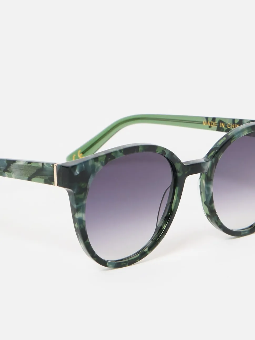 Oliver Bonas Preppy Faux Round Acetate Sunglasses
