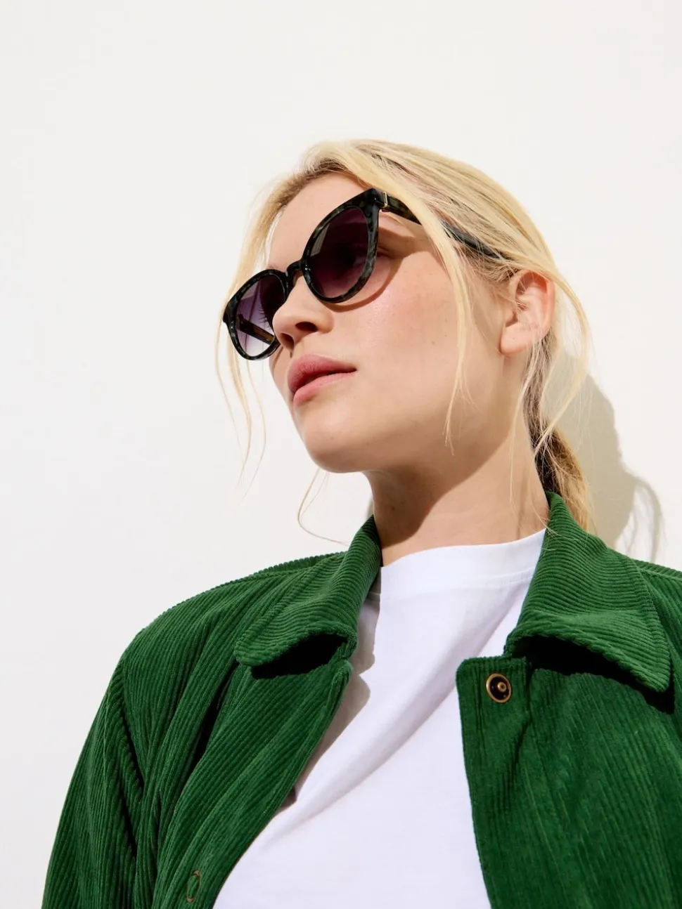 Oliver Bonas Preppy Faux Round Acetate Sunglasses