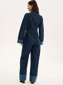 Omnes Diya Contrast Denim 100% Cotton Jumpsuit