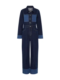 Omnes Diya Contrast Denim 100% Cotton Jumpsuit