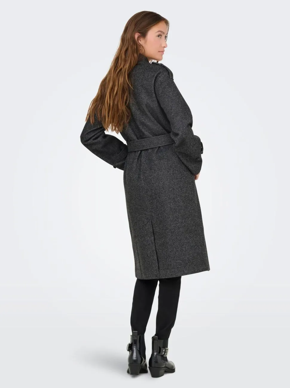 ONLY Herringbone Winter Trench Coat
