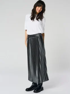 ONLY Metallic Pleated Midi Skirt