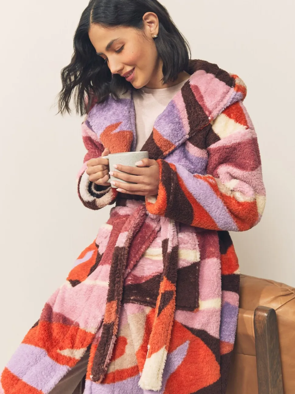 Orange Abstract Scene Print - Teddy Borg Dressing Gown