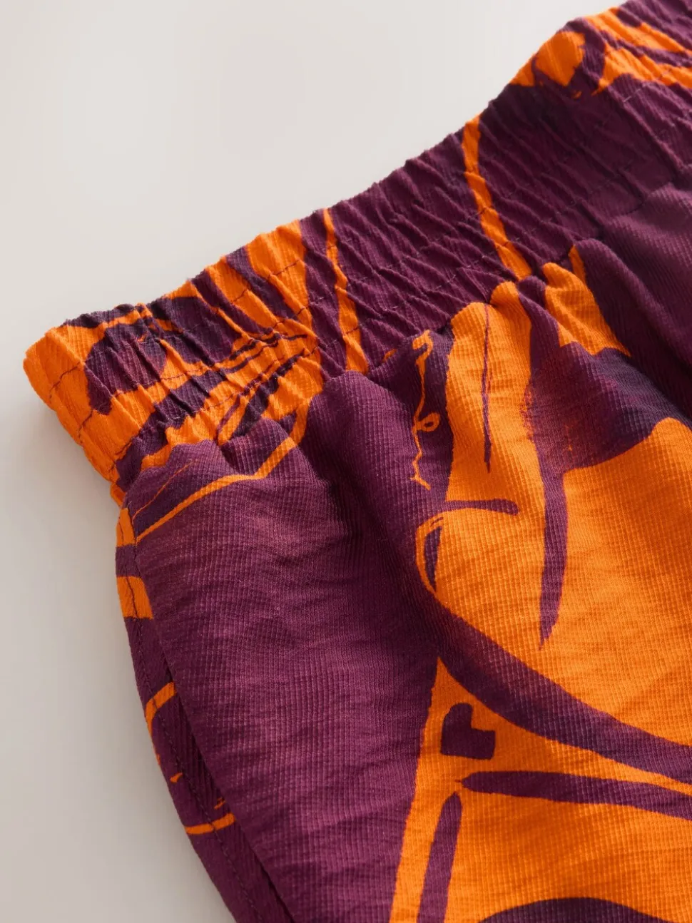 Orange/Burgundy Exotic Border Print - Elasticated Waist Resort Shorts