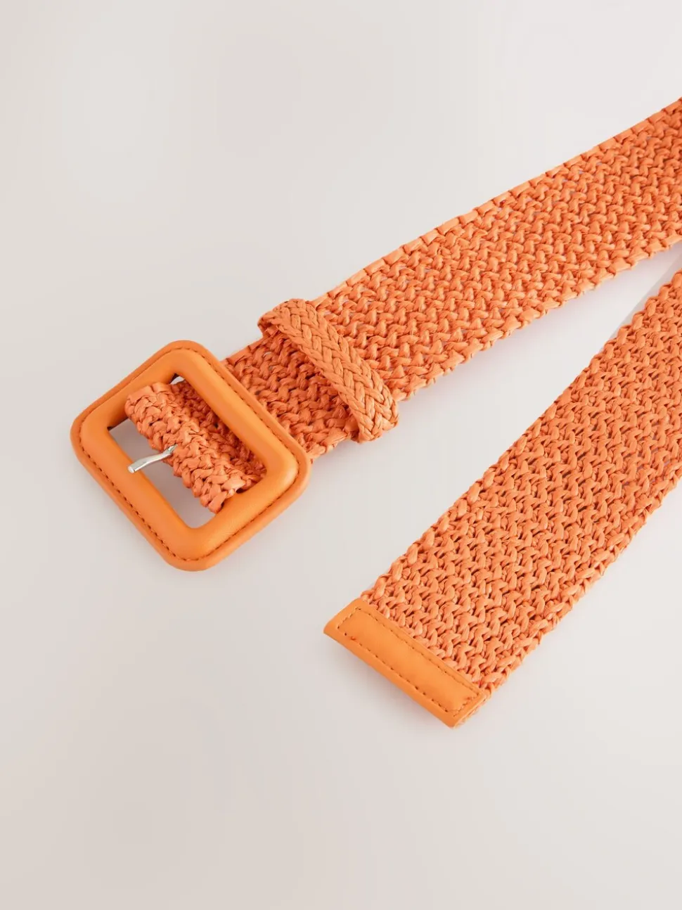 Oranje - Brede riem met raffia-effect