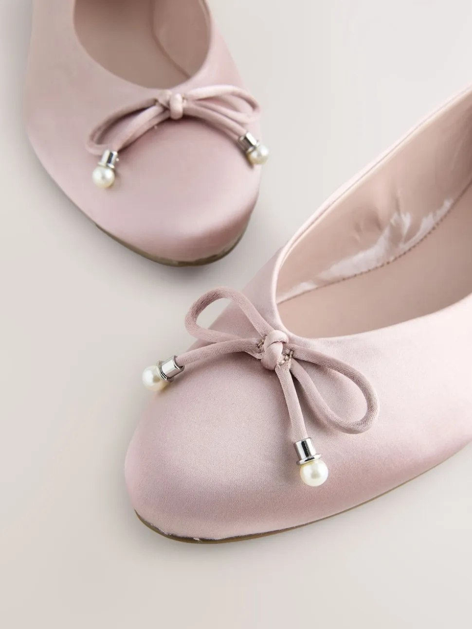 Oudroze - Ballerina's met pareleffect en strikdetail voor bruidsmeisjes