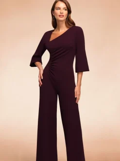 Paars - Hot Squash Ruched Jumpsuit with Sleeves