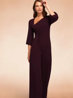 Paars - Hot Squash Ruched Jumpsuit with Sleeves