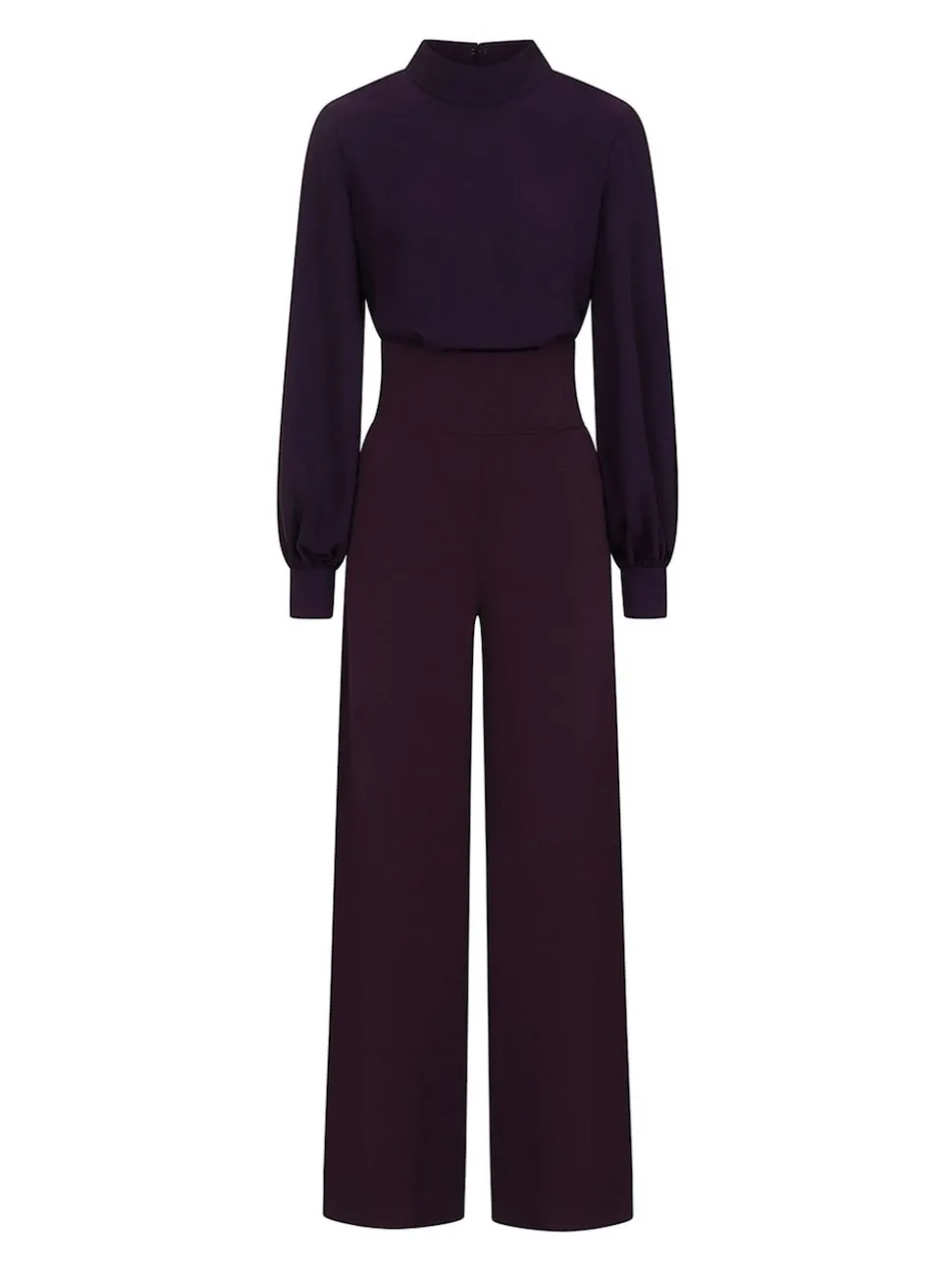 Paars - HotSquash jumpsuit met wijde pijpen en blousonmouwen