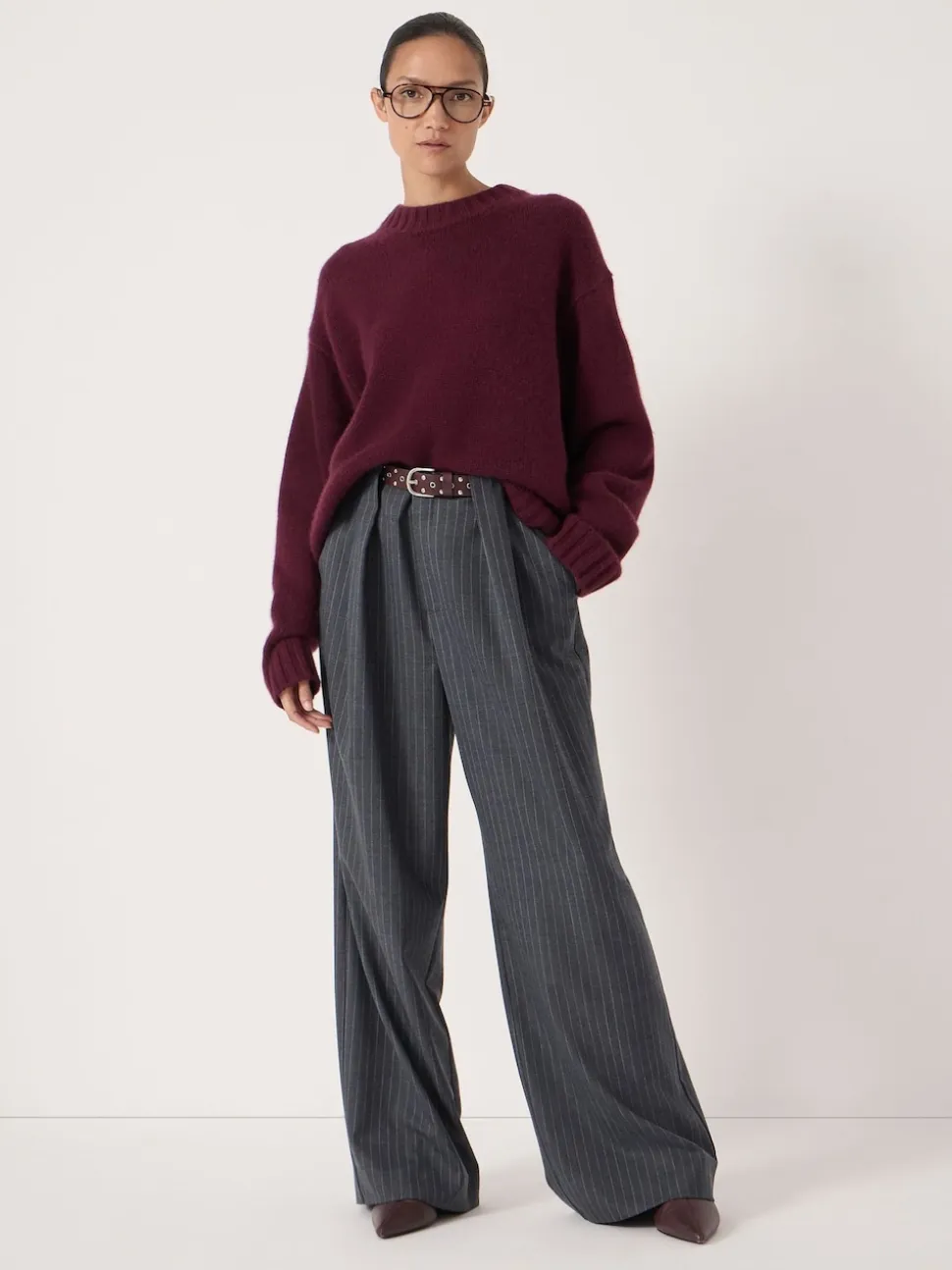 Paars - Hush Cora Relaxed Chunky Cashmere Crew Jumper