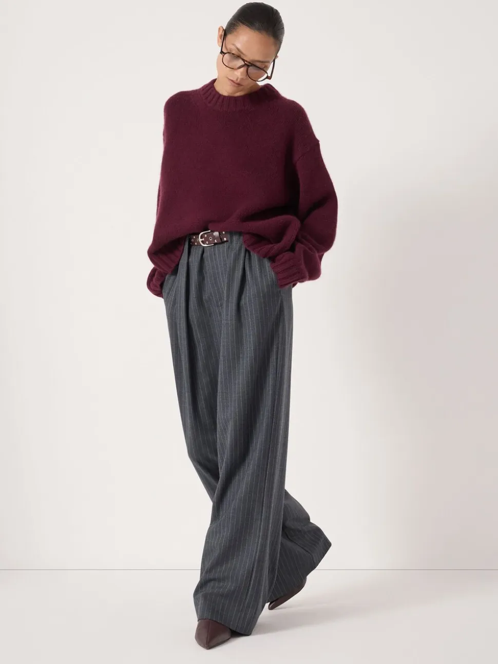 Paars - Hush Cora Relaxed Chunky Cashmere Crew Jumper