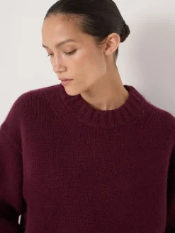 Paars - Hush Cora Relaxed Chunky Cashmere Crew Jumper