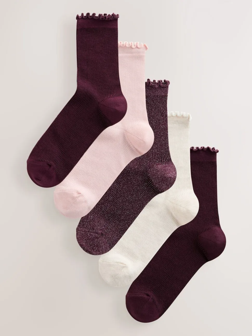 Paars - Lettuce Welt Ankle Socks 5 Pack