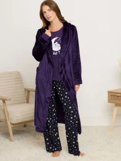 Paars - M&Co Ribbon Shawl Collar Robe