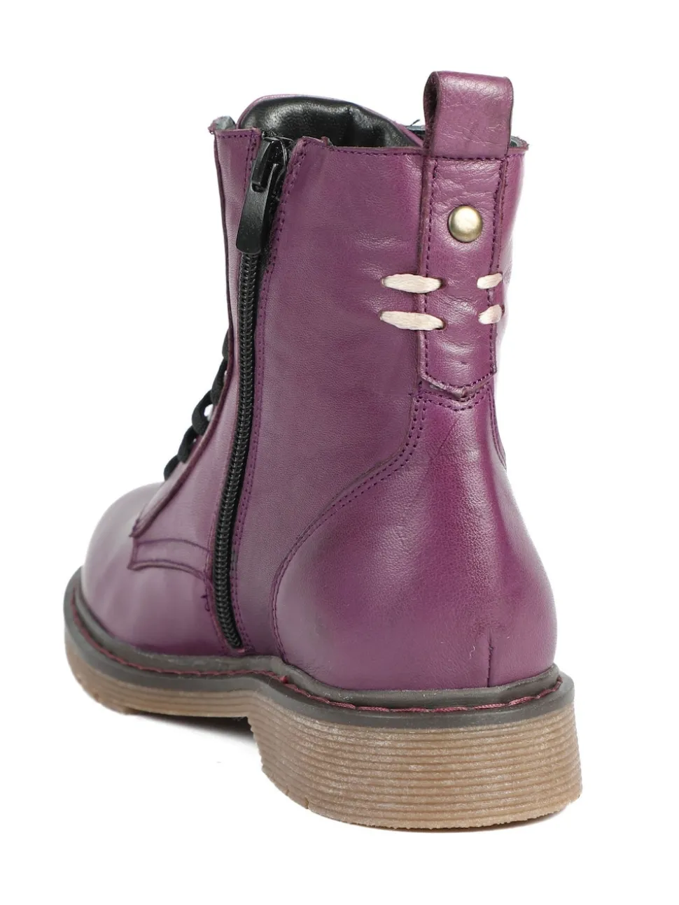 Paars - Pavers All Leather Block Heel Ankle Boots