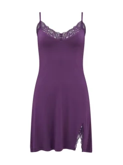 Paars - Pour Moi - Sofa Loves Lace - Zachte jersey slipdress met split en verborgen ondersteuning