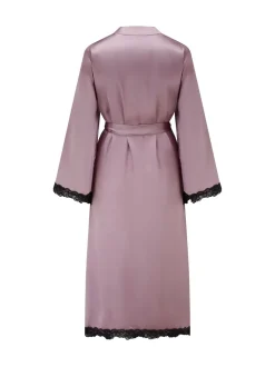 Paars - Pour Moi Dusk Satin and Lace Kimono Sleeve Dressing Gown