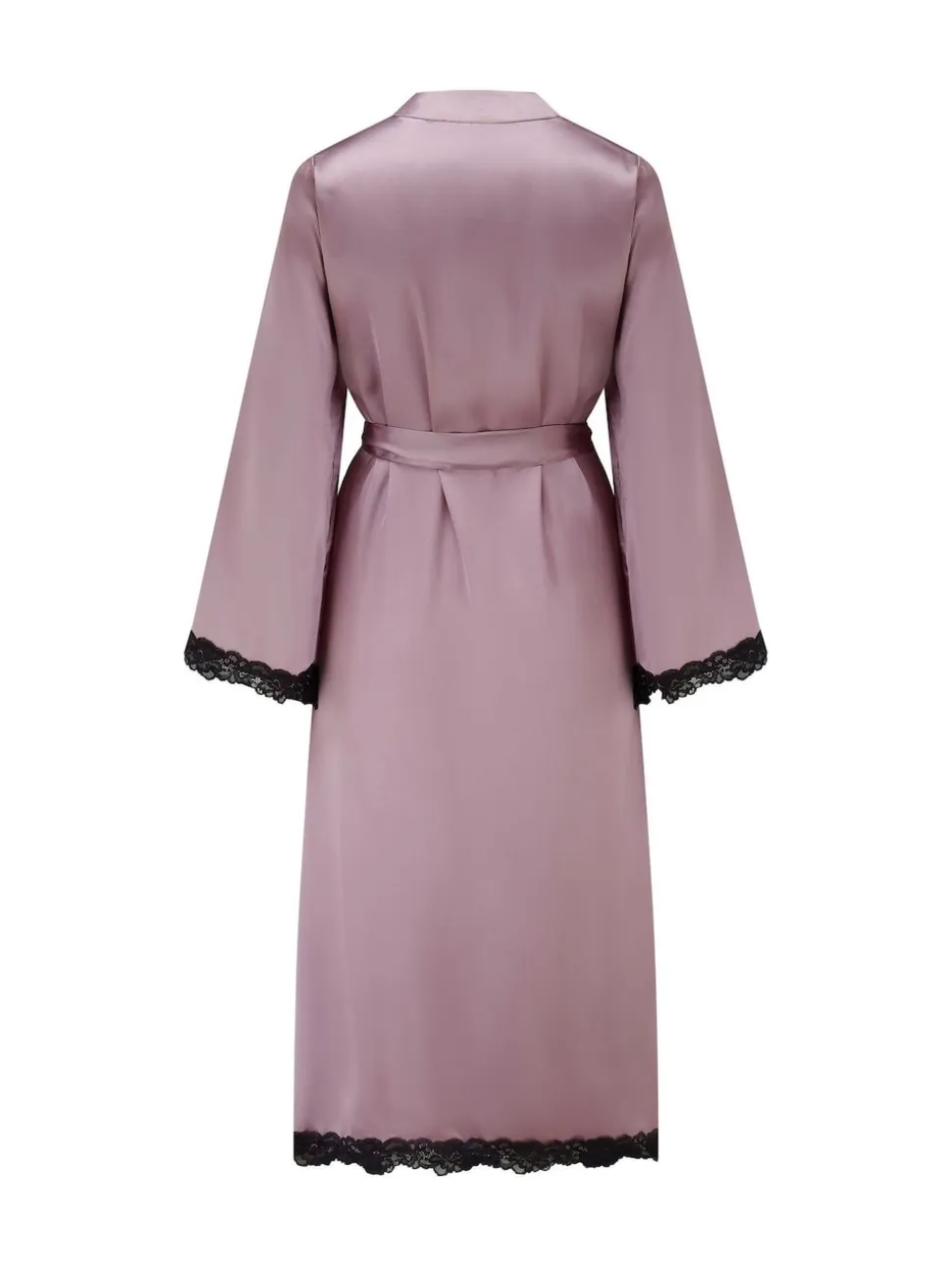 Paars - Pour Moi Dusk Satin and Lace Kimono Sleeve Dressing Gown
