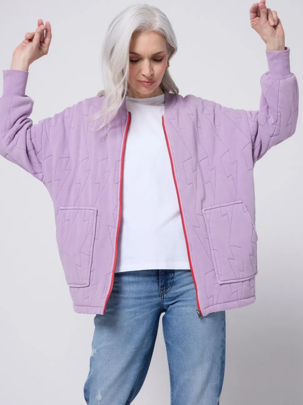 Paars - SCAMP & DUDE Quilted Bolt Bomber Jacket