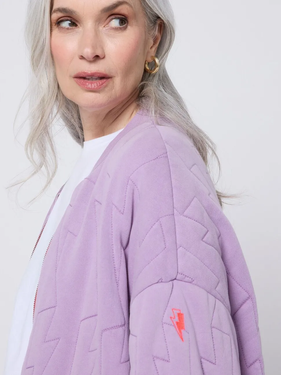 Paars - SCAMP & DUDE Quilted Bolt Bomber Jacket