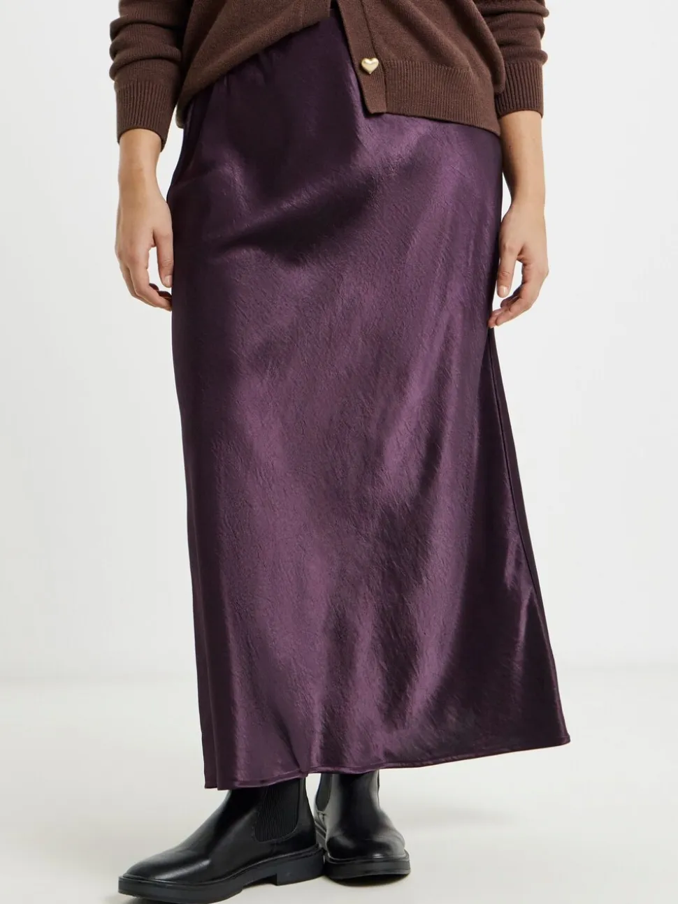 Paars - Simply Be satijnen maxi-rok