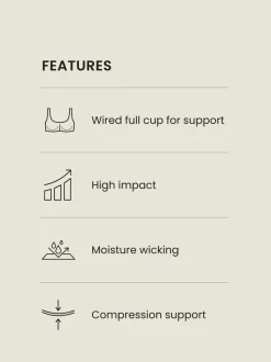 Paarsblauw - DD+ Non Pad Full Cup Dry Tech High Impact Sports Bra
