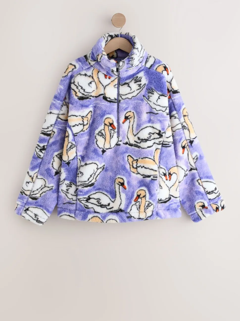 Paarse Swan - Borg fleece met korte rits