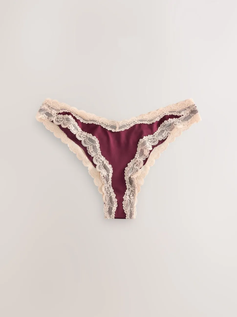 Paars/groen - High Shine & Lace Trim Brazilian Knickers 2 Pack