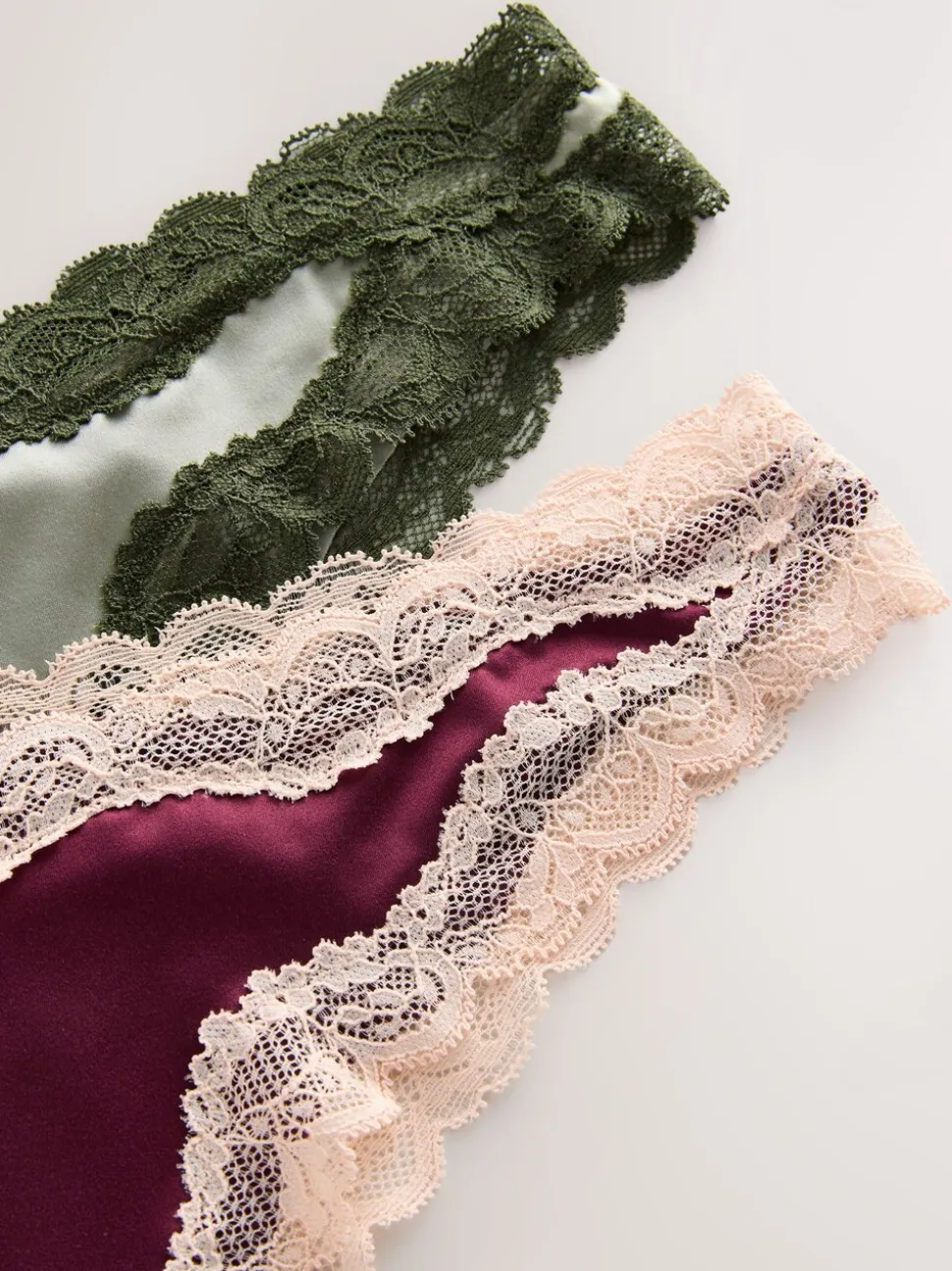 Paars/groen - High Shine & Lace Trim Brazilian Knickers 2 Pack