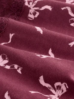 Paarsrode strikprint - Katoenen kanten slipjes 4 stuks