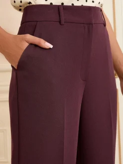 Paarsrood - Love & Roses broek met wijde pijpen