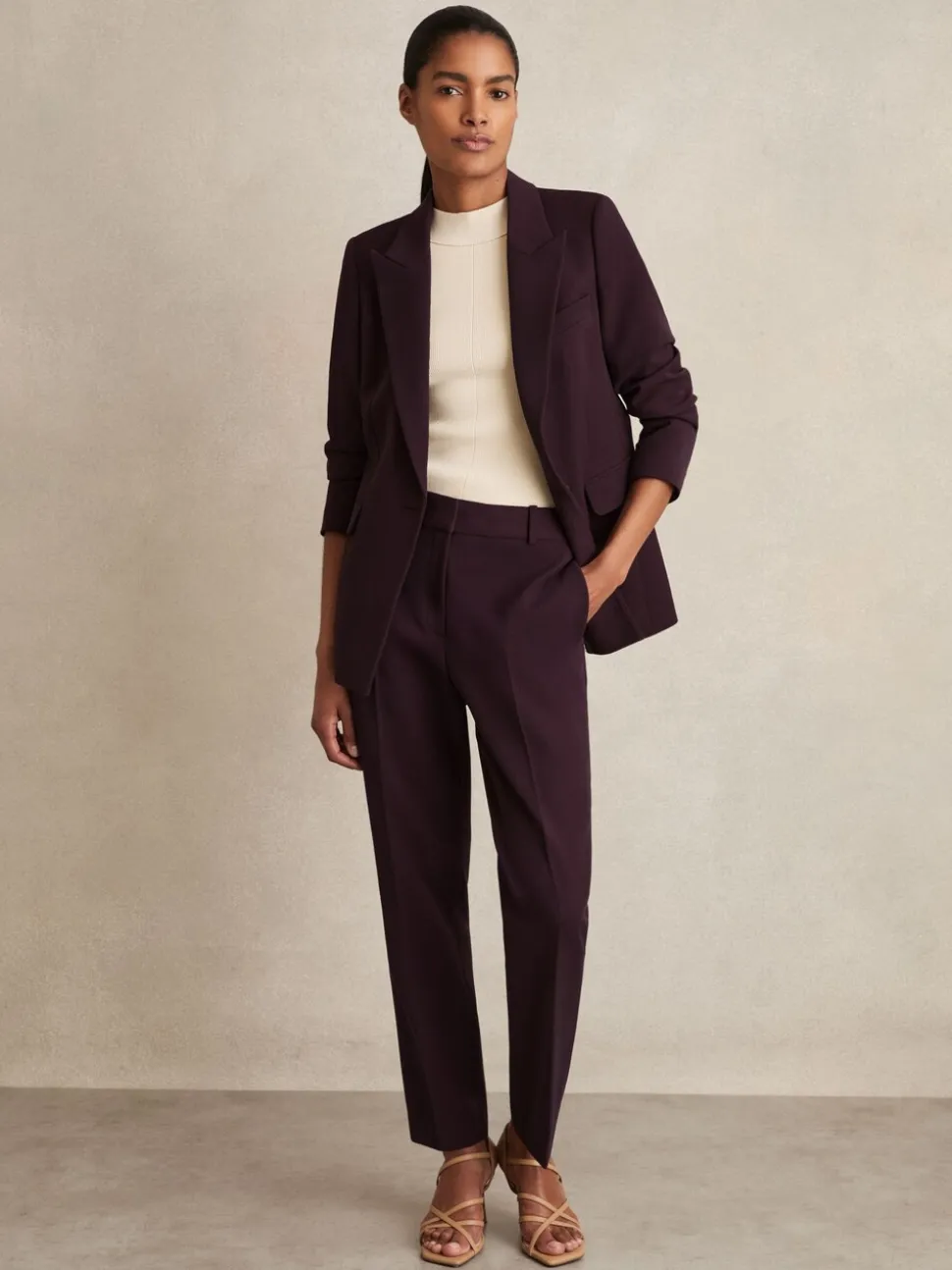 Paarsrood - Reiss Gabi slim-fit kostuumbroek