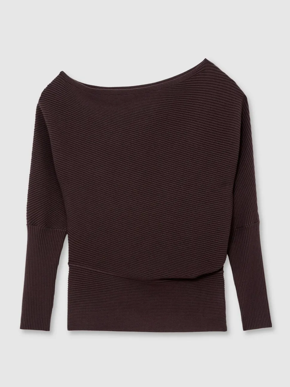Paarsrood - Reiss Lorna Asymmetric Draped Knitted Jumper