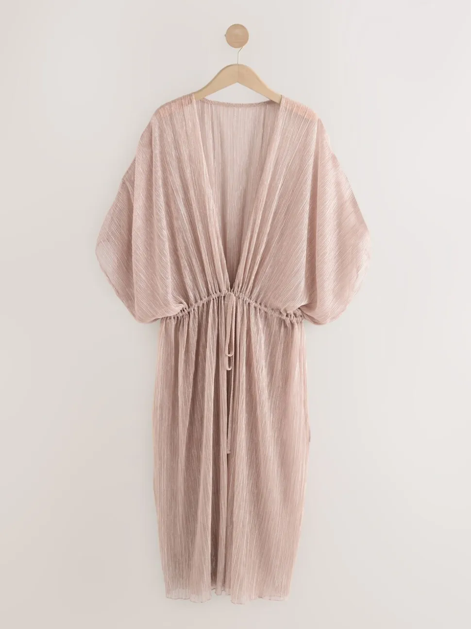 Pale Pink Plisse - Tie Waist Maxi Cover-Up