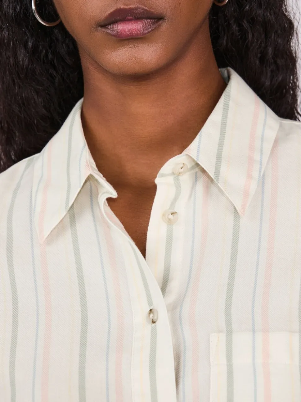 Pastel gestreept - Ruimvallend 100% katoenen button-down casual overhemd met lange mouwen