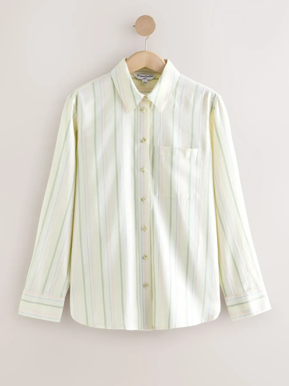 Pastel gestreept - Ruimvallend 100% katoenen button-down casual overhemd met lange mouwen