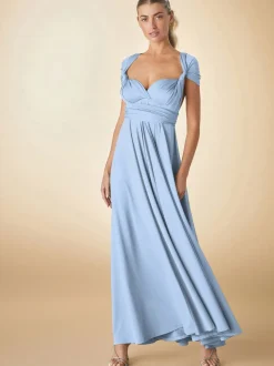 Pastelblauw - Multiway jersey Maxi-jurk voor bruiloftsgasten